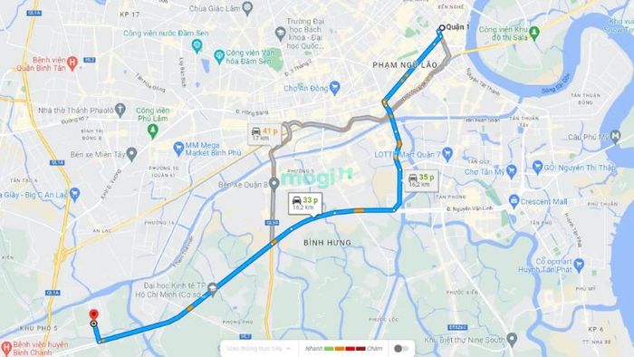 Hướng dẫn đường đi tới chợ đầu mối Bình Điền