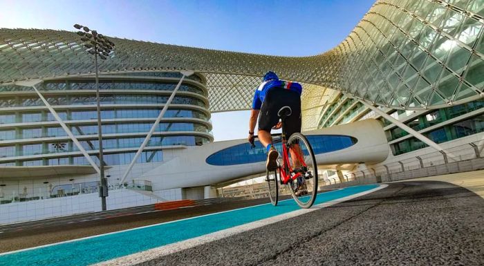 Riding the Yas Marina F1 circuit is an exhilarating experience.