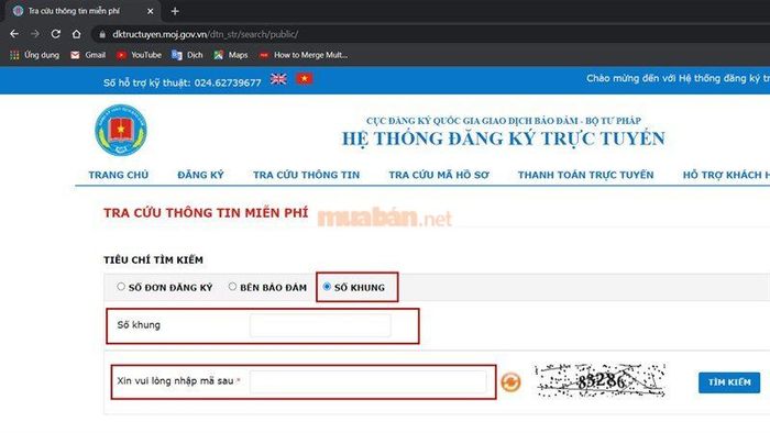 Truy cập trang web để tra cứu số khung xe máy