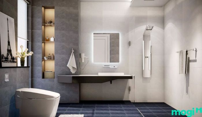 Để tạo nên sự ấn tượng trong việc phối màu gạch nhà vệ sinh, bạn có thể sử dụng các cặp màu sắc đối lập.