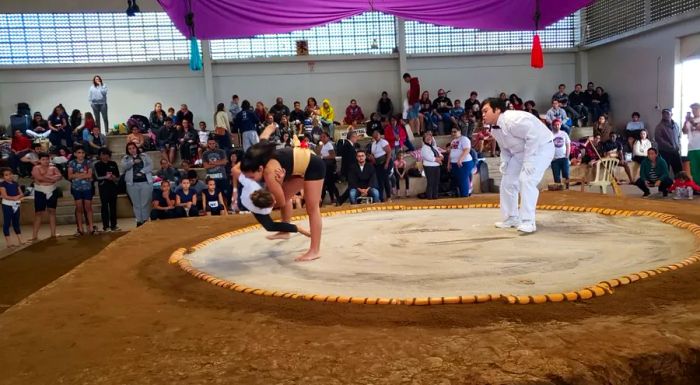 In Brazil, unlike in Japan, women are allowed to participate in sumo, and the sport is gaining traction among both women and children.