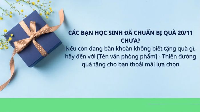 Mẫu content 20/11 khuyến mãi cho cửa hàng văn phòng phẩm