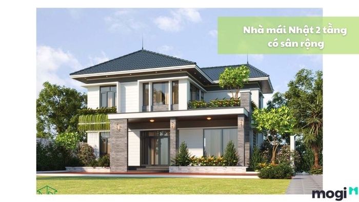 Nhà mái Nhật 2 tầng với không gian sân vườn rộng lớn (1)