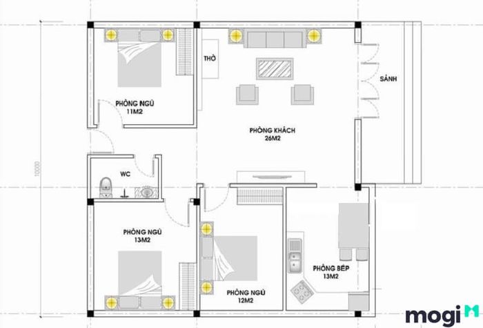 Bản vẽ nhà mái bằng một tầng