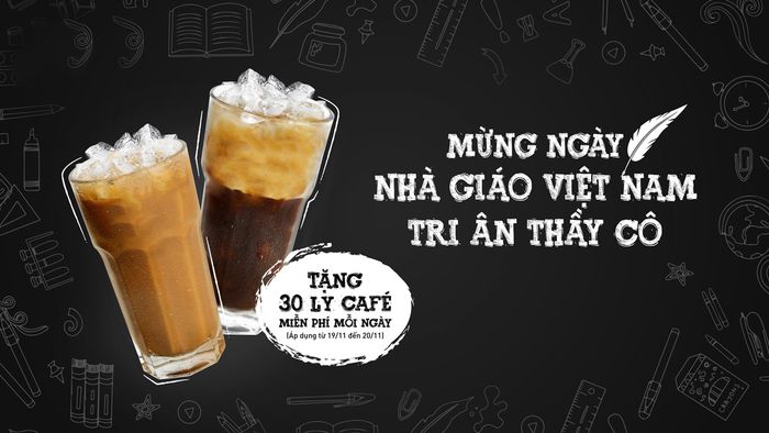 Mẫu content 20/11 khuyến mãi cho quán cà phê