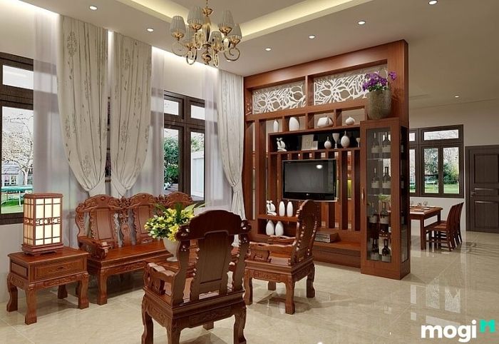 Phòng khách nên sử dụng màu sắc đồng bộ, cùng tông màu để tạo sự hài hòa.