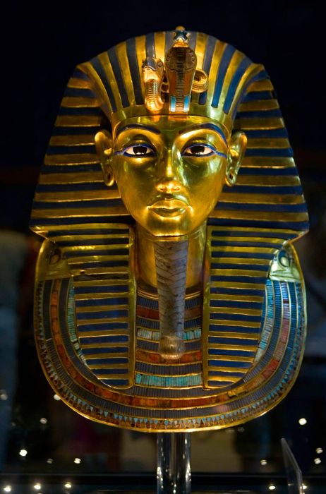 King Tutankhamun's famous golden mask, displayed at the Egyptian Museum in Cairo.