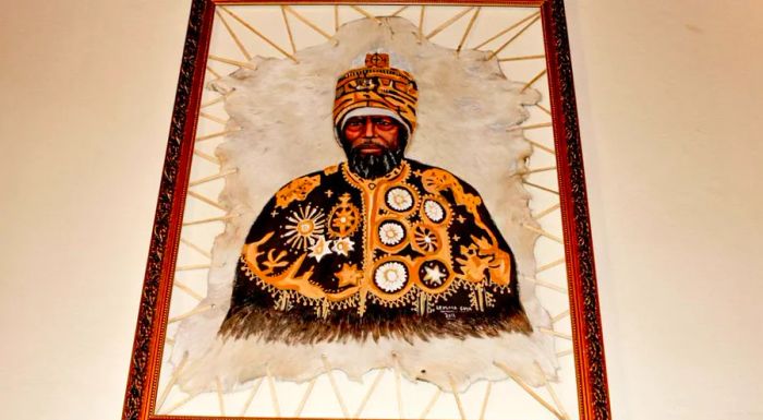 A portrait of Menelik II, painted on animal hide, hangs prominently in the palace.