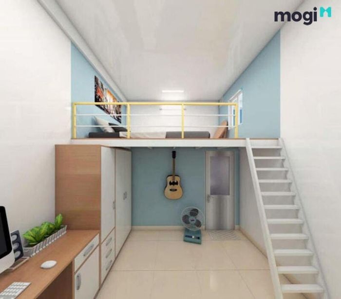 Phòng trọ tiện nghi có gác lửng dành cho vợ chồng, không gian rộng rãi, hiện đại