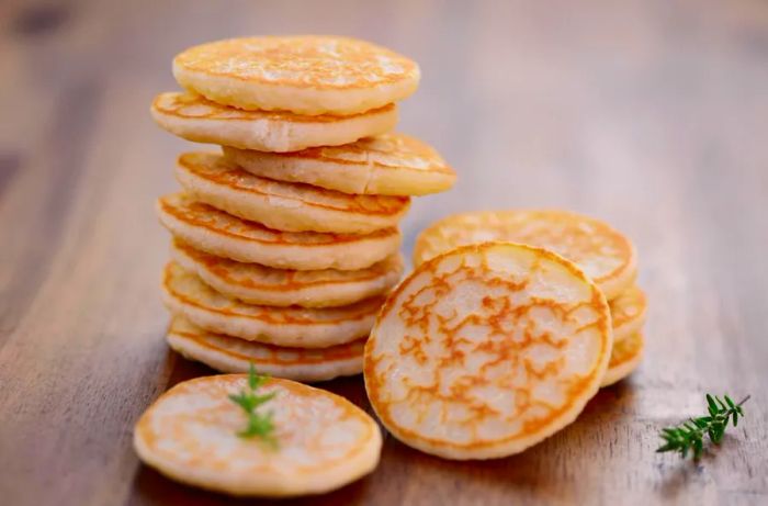 Blinis, the traditional Russian pancakes, are typically made from either wheat or buckwheat flour.