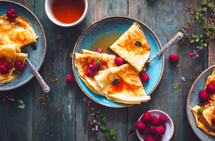 Originating in the 13th century, French crepes can be savored in both sweet and savory versions.