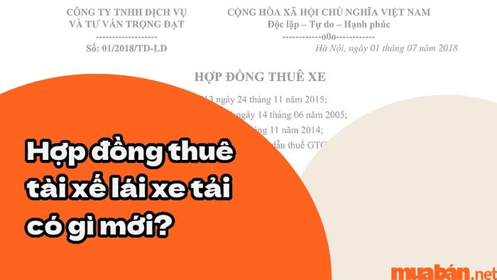 Mẫu hợp đồng thuê tài xế lái xe tải.