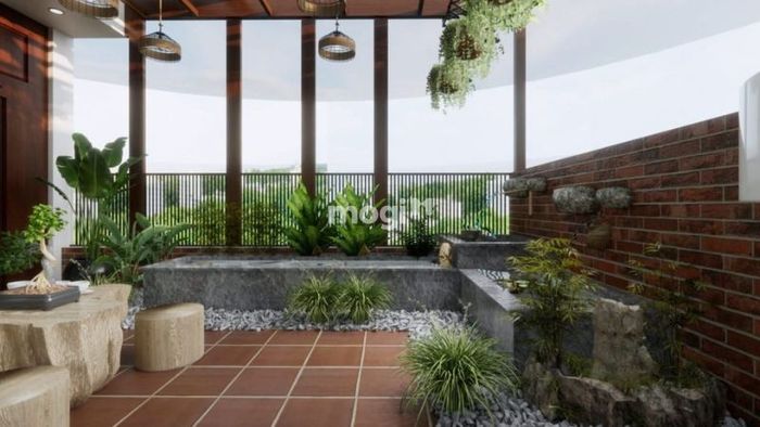 Sân thượng được thiết kế theo phong cách tối giản, tinh tế