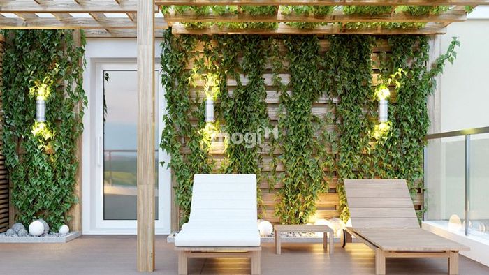 Mẫu sân thượng với không gian vừa phải, thoải mái