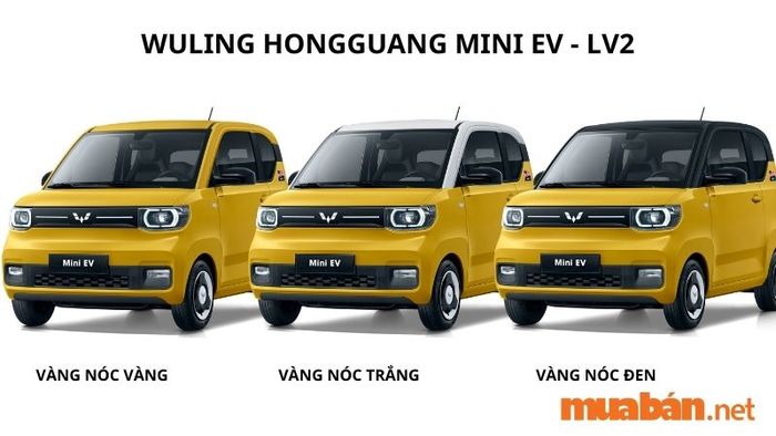 Wuling Hongguang Mini EV – LV2 với màu Vàng chanh và 3 tùy chọn ngoại thất
