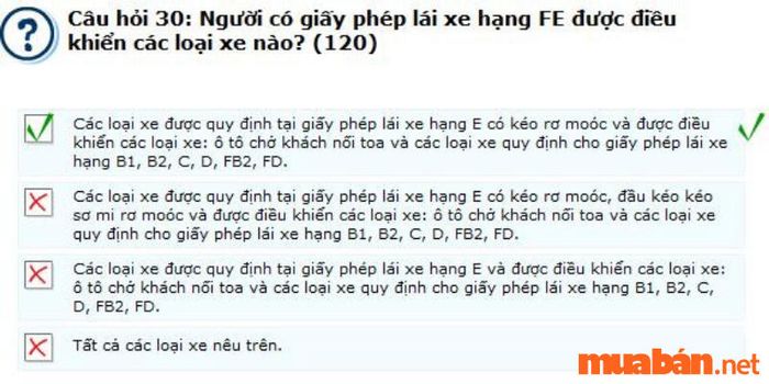 Mẹo trả lời câu hỏi về cách điều khiển xe.