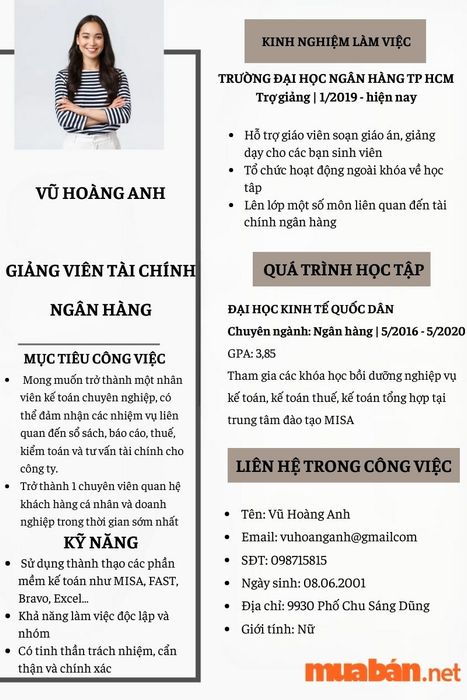 Mẫu CV xin việc giảng viên tài chính ngân hàng