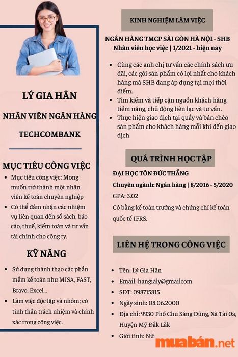 Mẫu CV ứng tuyển tại ngân hàng Techcombank