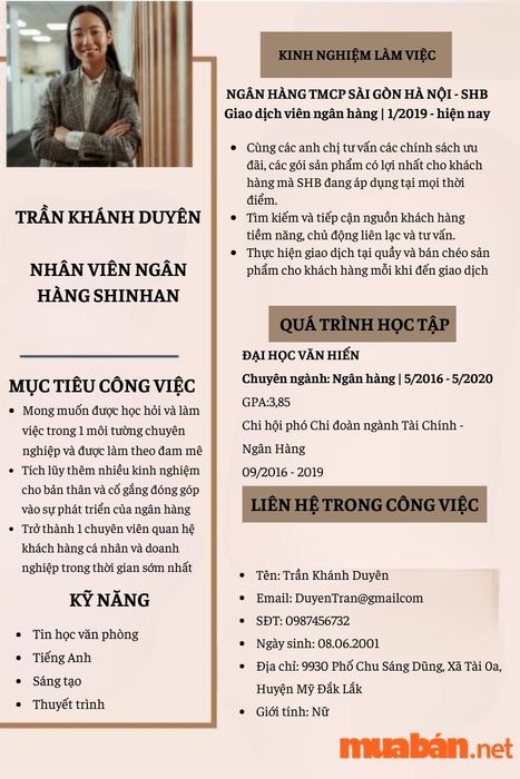 Mẫu CV xin việc tại ngân hàng Shinhan