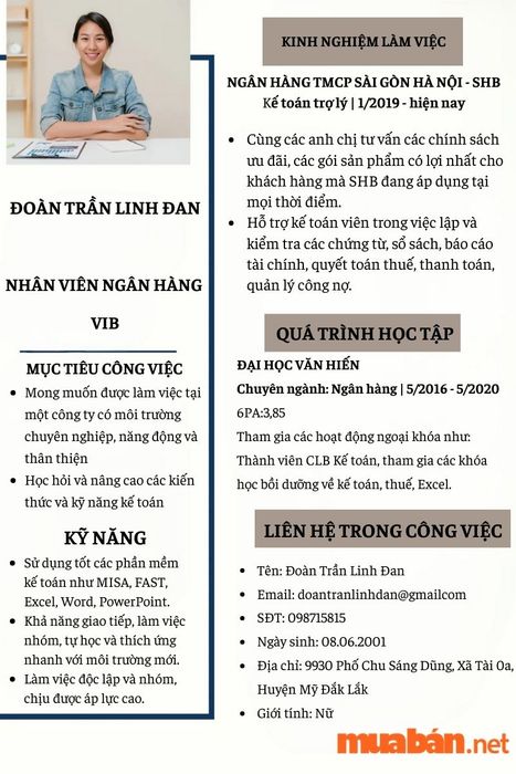 Mẫu CV ứng tuyển ngân hàng VIB