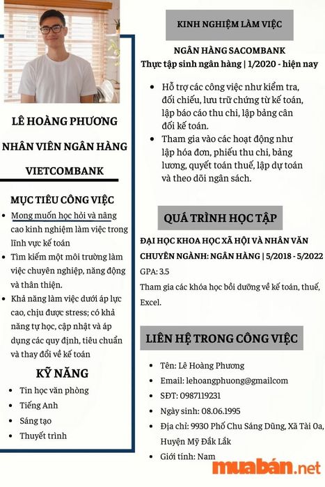 Mẫu CV ứng tuyển ngân hàng Vietcombank