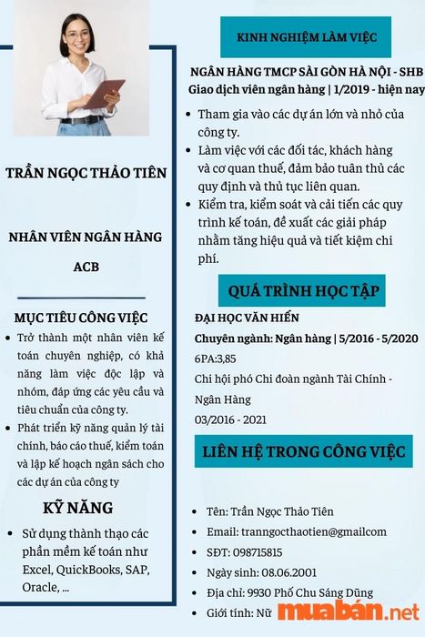Mẫu CV ứng tuyển ngân hàng ACB