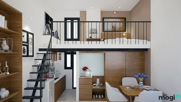 Cải tạo thiết kế phòng trọ 30m2 - Tường, gác xép, lan can