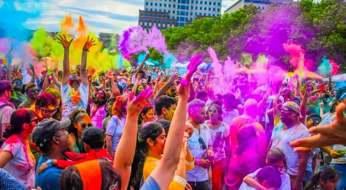 Jersey City hosts the Surati Holi Hai, one of the largest Festival of Colors in the U.S. It was canceled this year due to Covid, but this 2019 photo captures the vibrant and joyful spirit of the celebration.