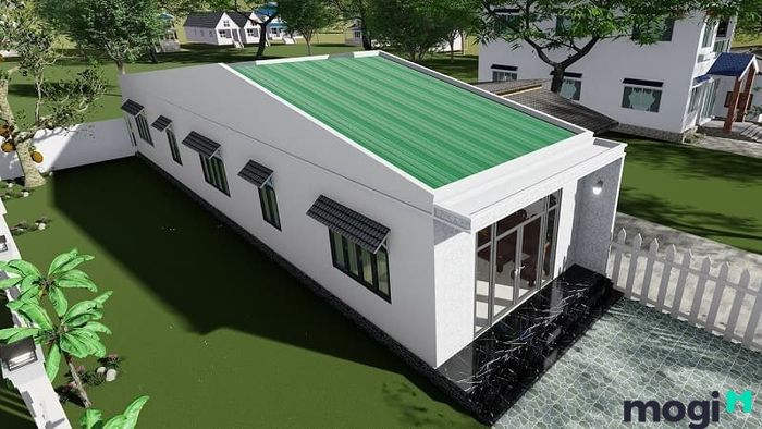Mẫu 1: Thiết kế nhà cấp 4 mái tôn 5×20 đơn giản và hiệu quả.