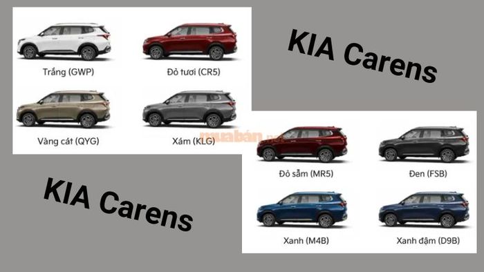 Kia Carens có tổng cộng 8 màu sắc