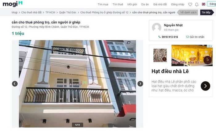 Cần tìm người ở ghép phòng trọ tại đường 12, Phường Hiệp Bình Chánh, Quận Thủ Đức, TP.HCM.