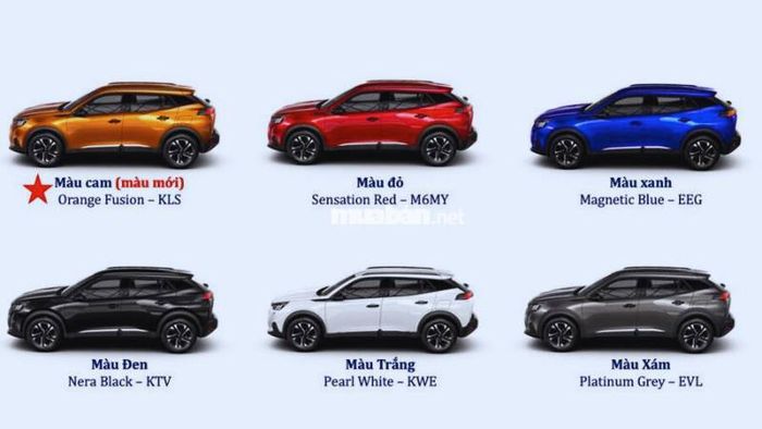 Peugeot 2008 có tổng cộng 6 màu sắc ngoại thất để bạn lựa chọn.