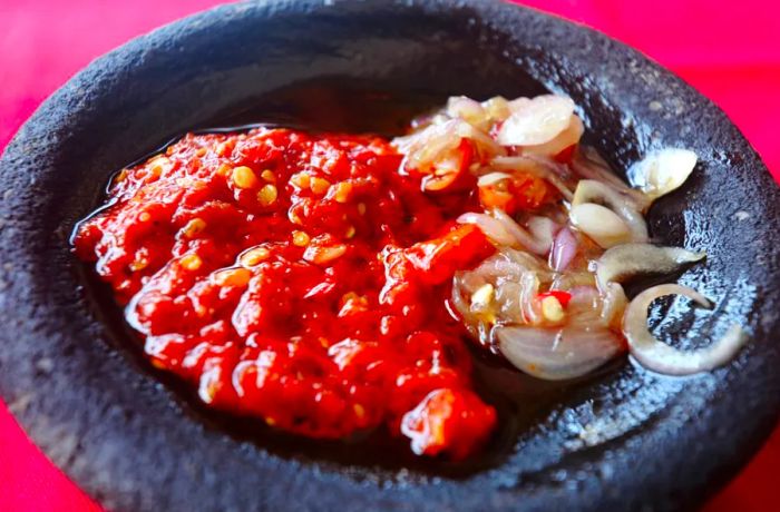 Spicy sambal belachan is not for the faint of heart (or stomach).