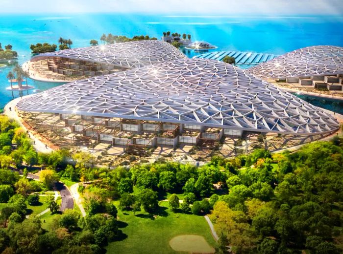 The Dubai Reefs project, depicted in this rendering, aims to be both a major eco-tourism hub and a vibrant marine ecosystem.