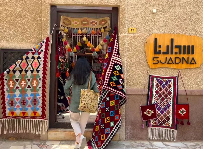 Nada Badran in Al Fahidi Historical District at the Suadna rugs store, Dubai — 01/04/2024