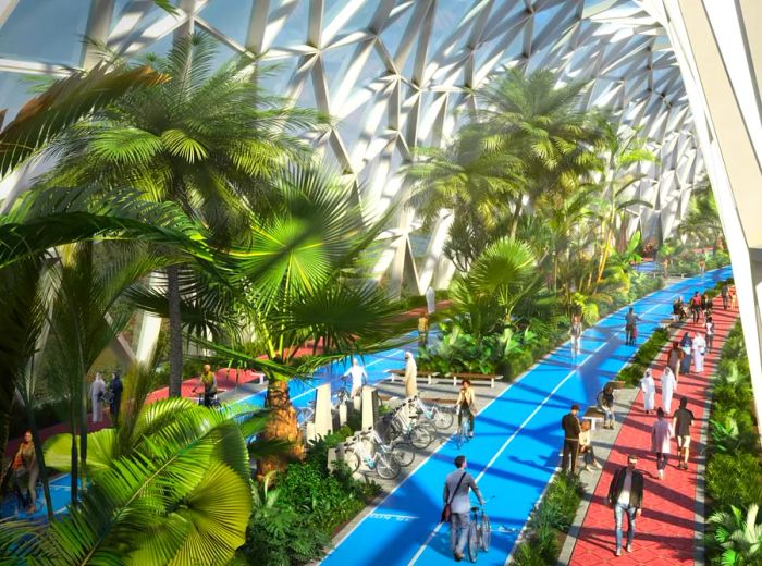 The 93-kilometer cycling superhighway would provide a fossil-fuel-free way for people to navigate Dubai, promoting sustainable transport throughout the city.