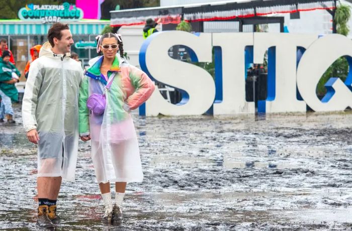 The rain-soaked festival grounds at Splendour in the Grass 2022