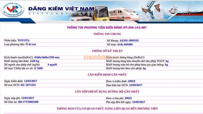 Thông tin trả về khi tra cứu biển số xe ô tô