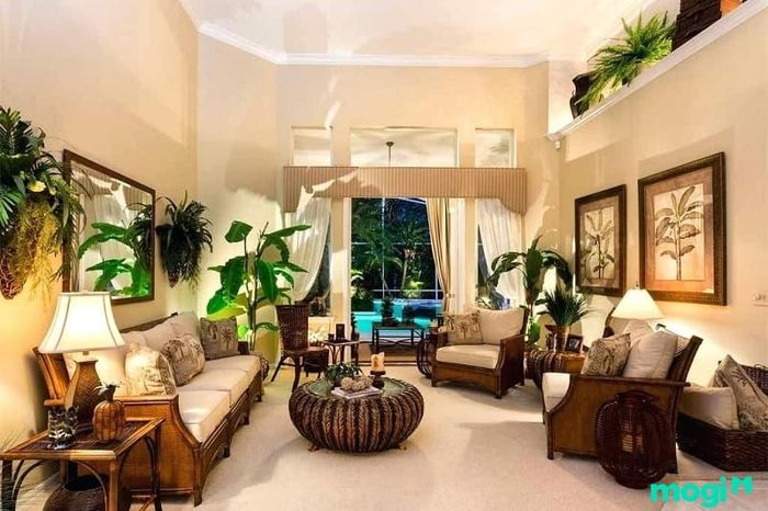 Mẫu thiết kế phòng khách phong cách Tropical