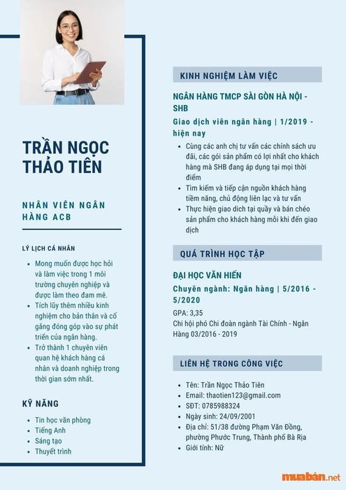 Mẫu CV ứng tuyển vào ngân hàng ACB