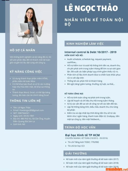 Mẫu CV Kiểm toán nội bộ