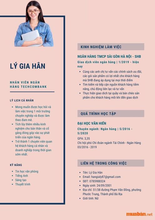 Mẫu CV ứng tuyển tại ngân hàng Techcombank
