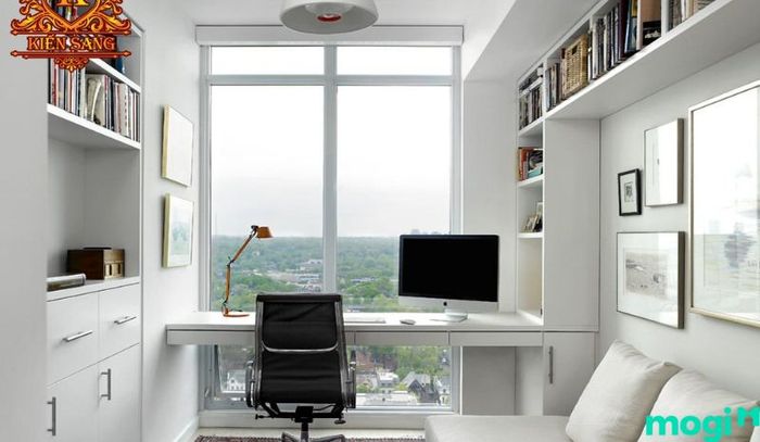 Mẫu 3 cho phòng đọc sách đẹp kết hợp với không gian làm việc, tạo sự tiện nghi và hiện đại cho ngôi nhà.