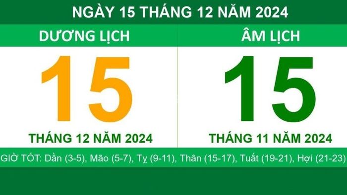 Ngày 15/12/2024 cũng là một ngày thuận lợi để dọn vào nhà mới - Nguồn: Internet