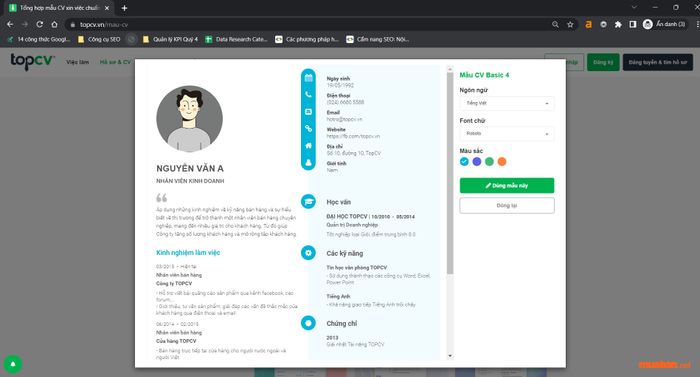 Thiết kế CV với Top CV