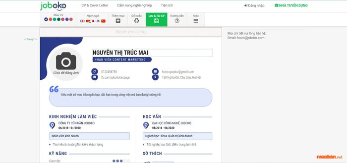 Tạo CV bằng Good CV
