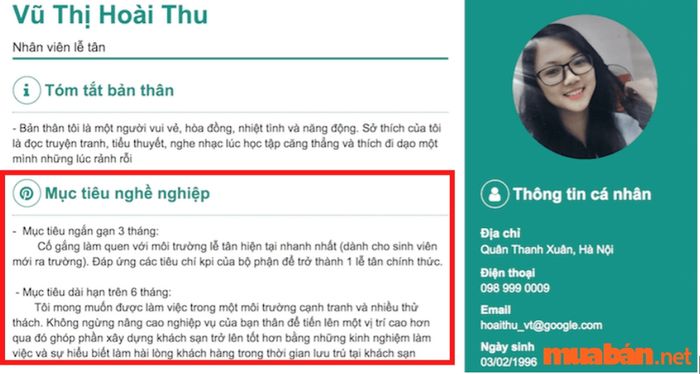 Mục tiêu nghề nghiệp trong CV