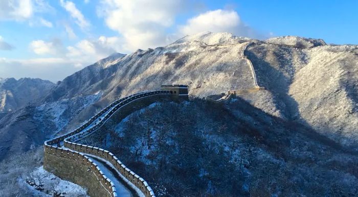 The Mutianyu and Jiankou sections of the Great Wall stretch for approximately 25 kilometers.