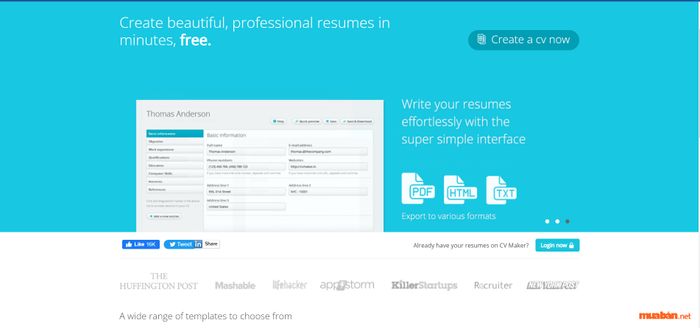 Tạo CV với CV Maker