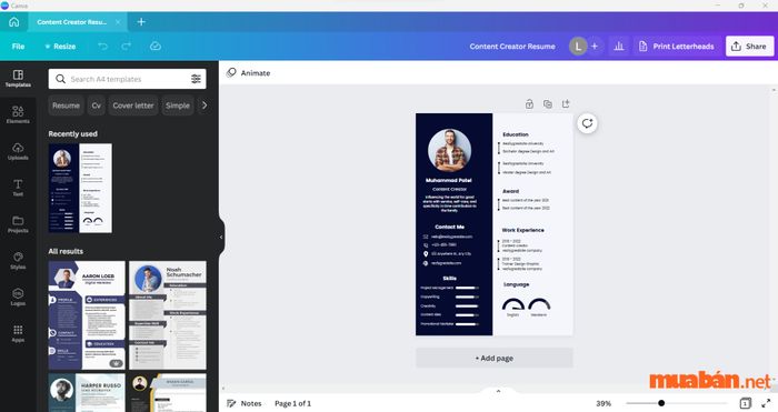 Thiết kế CV với Canva